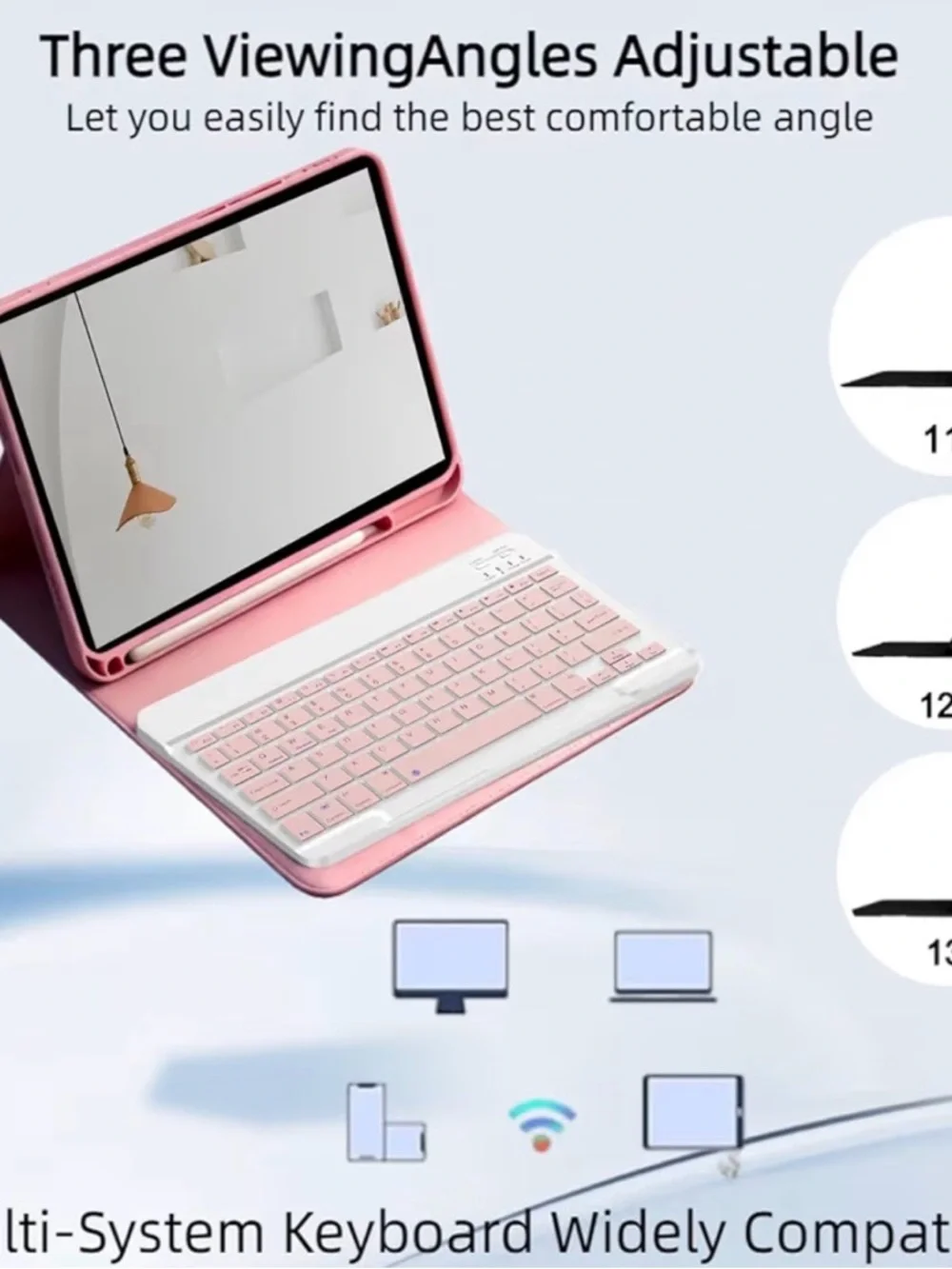 Keyboard Case for Samsung Galaxy Tab A9+ A11+ 11” w/ Mouse Pink Slim